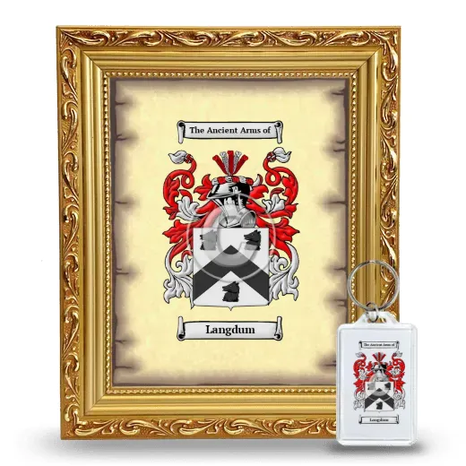 Langdum Framed Coat of Arms and Keychain - Gold