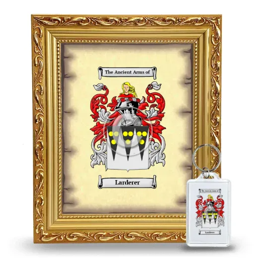 Larderer Framed Coat of Arms and Keychain - Gold