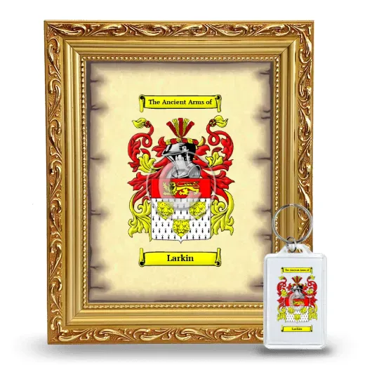 Larkin Framed Coat of Arms and Keychain - Gold