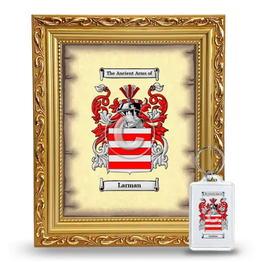 Larman Framed Coat of Arms and Keychain - Gold