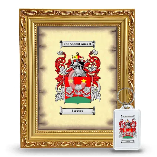 Lasser Framed Coat of Arms and Keychain - Gold
