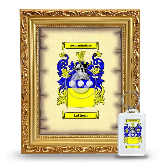 Lathem Framed Coat of Arms and Keychain - Gold