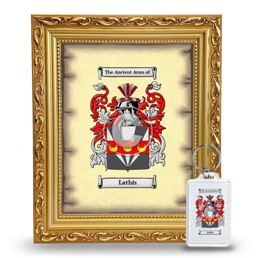 Lathis Framed Coat of Arms and Keychain - Gold