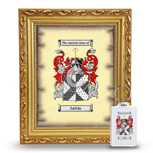 Lattin Framed Coat of Arms and Keychain - Gold