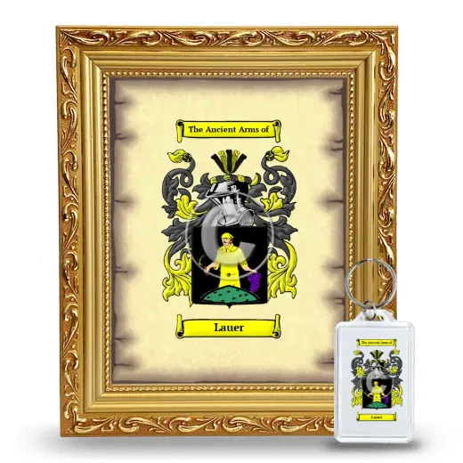 Lauer Framed Coat of Arms and Keychain - Gold
