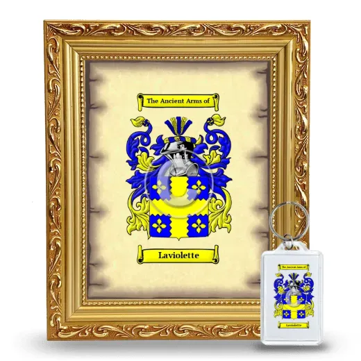 Laviolette Framed Coat of Arms and Keychain - Gold