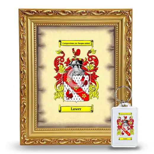 Lawer Framed Coat of Arms and Keychain - Gold