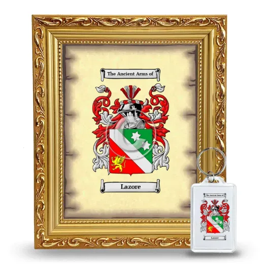 Lazore Framed Coat of Arms and Keychain - Gold