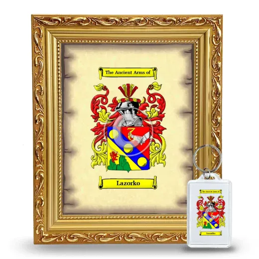 Lazorko Framed Coat of Arms and Keychain - Gold