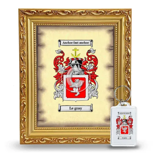 Le gray Framed Coat of Arms and Keychain - Gold