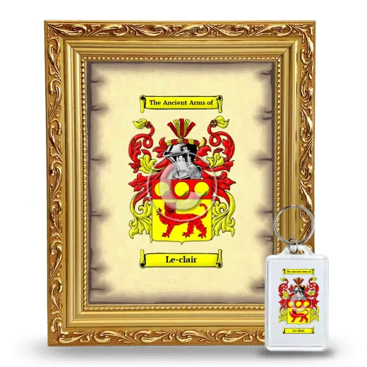 Le-clair Framed Coat of Arms and Keychain - Gold