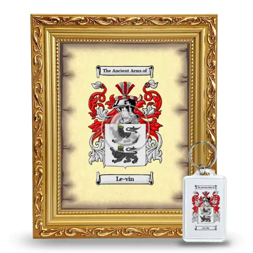 Le-vin Framed Coat of Arms and Keychain - Gold