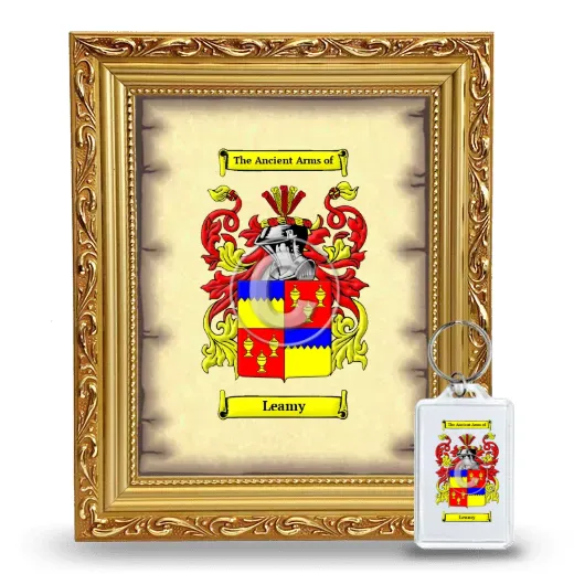 Leamy Framed Coat of Arms and Keychain - Gold