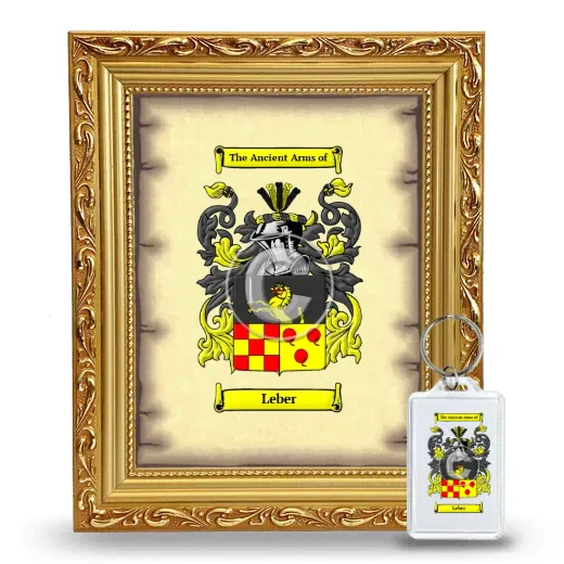 Leber Framed Coat of Arms and Keychain - Gold