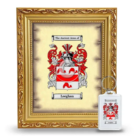 Leeghan Framed Coat of Arms and Keychain - Gold
