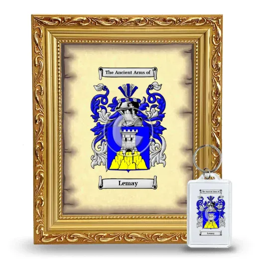 Lemay Framed Coat of Arms and Keychain - Gold