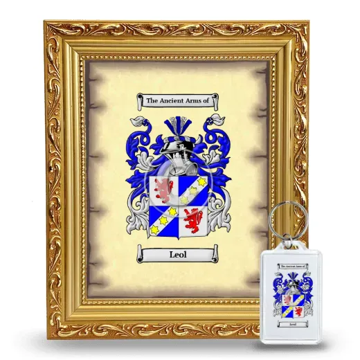 Leol Framed Coat of Arms and Keychain - Gold
