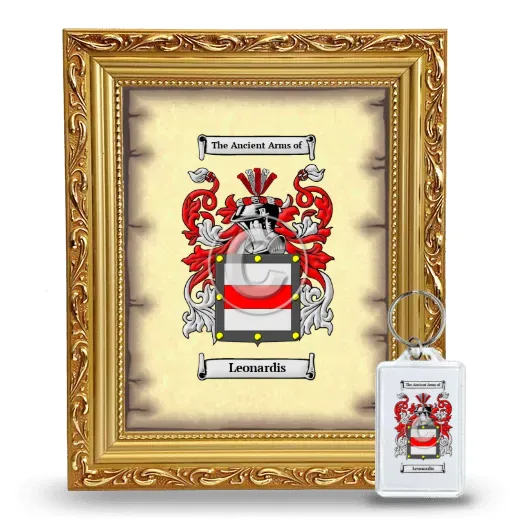 Leonardis Framed Coat of Arms and Keychain - Gold