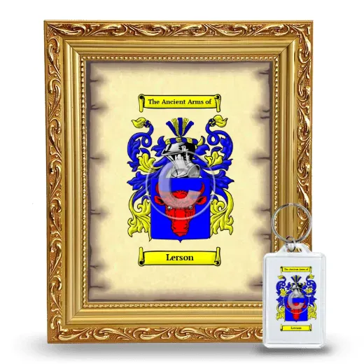 Lerson Framed Coat of Arms and Keychain - Gold