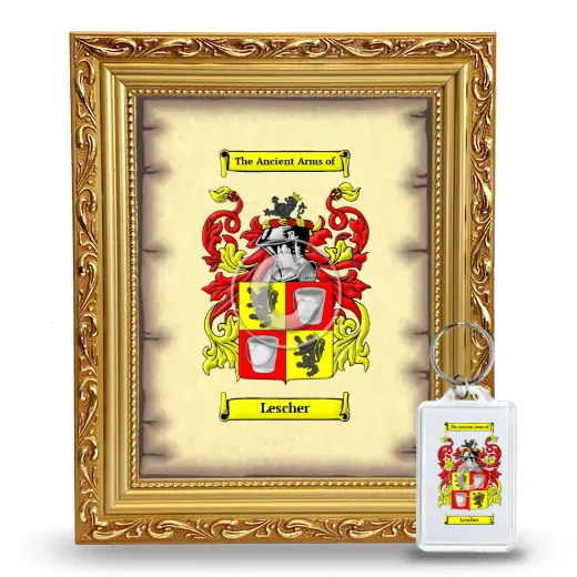 Lescher Framed Coat of Arms and Keychain - Gold