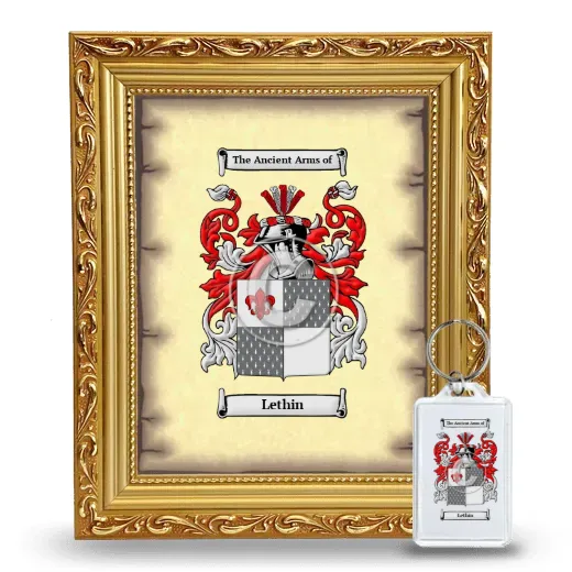 Lethin Framed Coat of Arms and Keychain - Gold