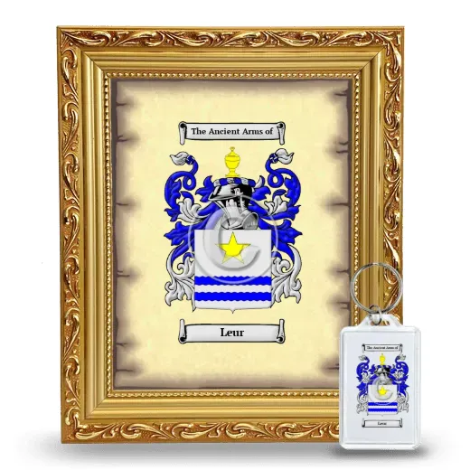 Leur Framed Coat of Arms and Keychain - Gold