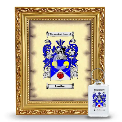 Leuther Framed Coat of Arms and Keychain - Gold