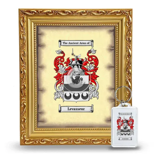 Levasseur Framed Coat of Arms and Keychain - Gold