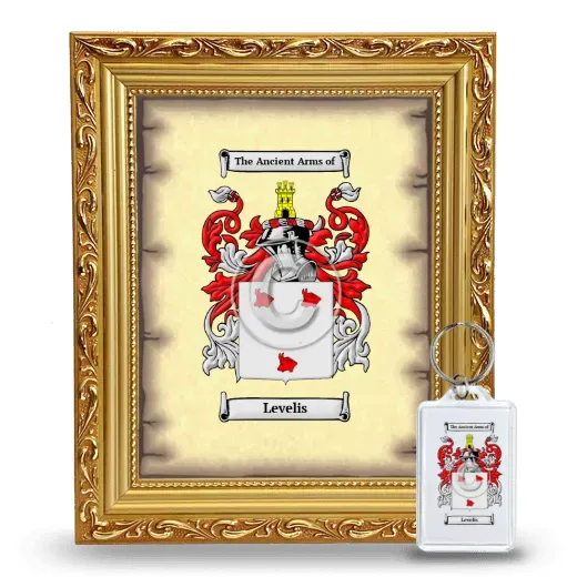 Levelis Framed Coat of Arms and Keychain - Gold