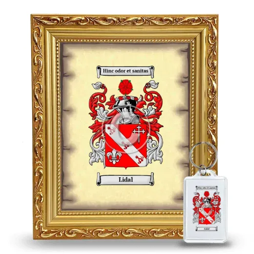 Lidal Framed Coat of Arms and Keychain - Gold