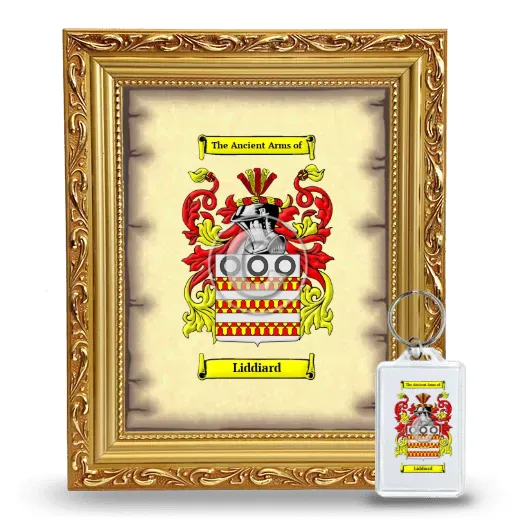 Liddiard Framed Coat of Arms and Keychain - Gold