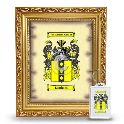 Lienhard Framed Coat of Arms and Keychain - Gold