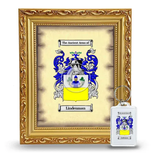 Lindenman Framed Coat of Arms and Keychain - Gold