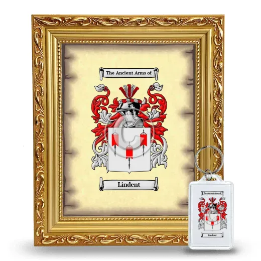 Lindent Framed Coat of Arms and Keychain - Gold