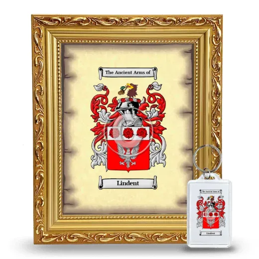 Lindent Framed Coat of Arms and Keychain - Gold