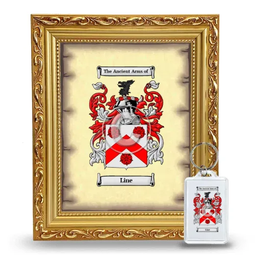 Line Framed Coat of Arms and Keychain - Gold