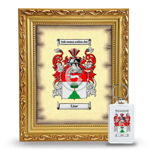 Line Framed Coat of Arms and Keychain - Gold