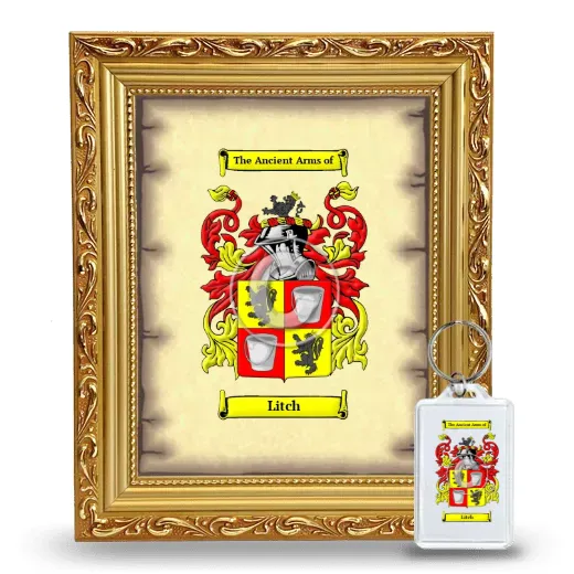 Litch Framed Coat of Arms and Keychain - Gold