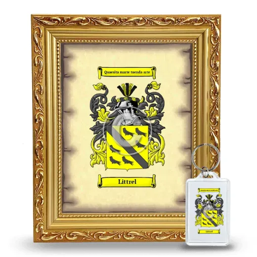 Littrel Framed Coat of Arms and Keychain - Gold