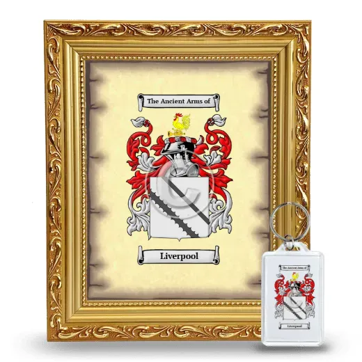 Liverpool Framed Coat of Arms and Keychain - Gold