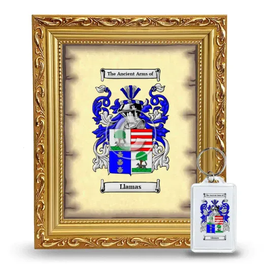 Llamas Framed Coat of Arms and Keychain - Gold