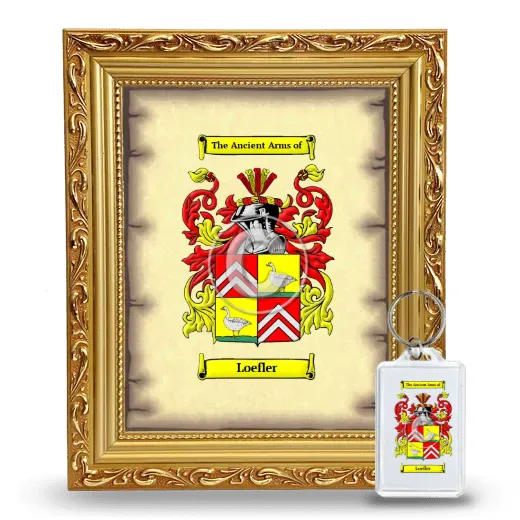 Loefler Framed Coat of Arms and Keychain - Gold