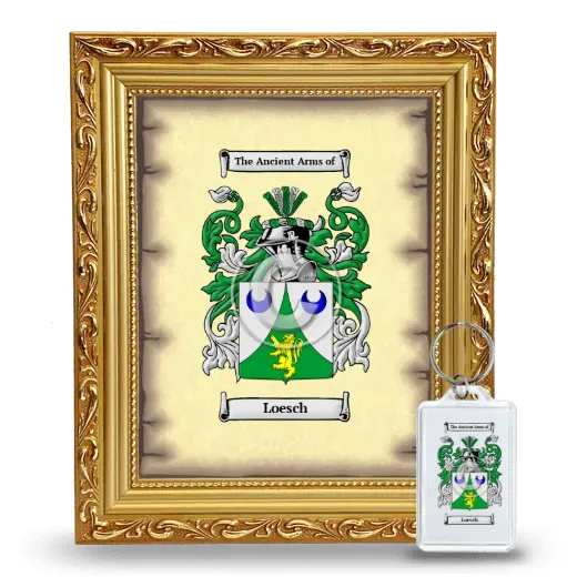 Loesch Framed Coat of Arms and Keychain - Gold