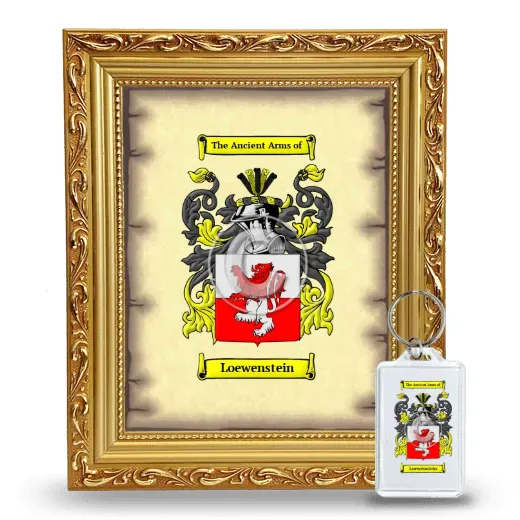 Loewenstein Framed Coat of Arms and Keychain - Gold