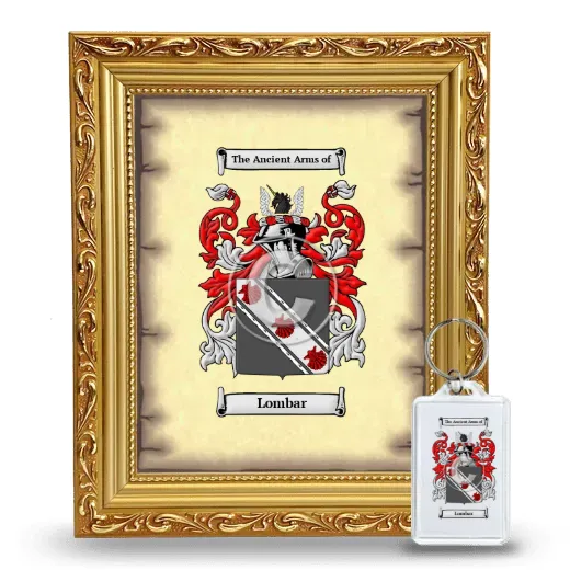 Lombar Framed Coat of Arms and Keychain - Gold