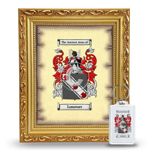 Lomener Framed Coat of Arms and Keychain - Gold