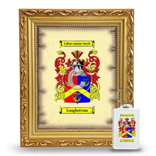 Longbottom Framed Coat of Arms and Keychain - Gold