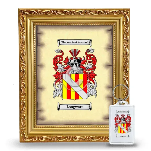 Longwart Framed Coat of Arms and Keychain - Gold