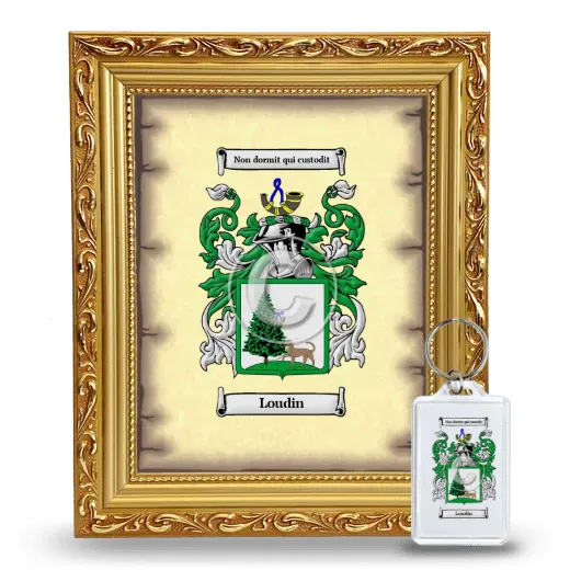 Loudin Framed Coat of Arms and Keychain - Gold