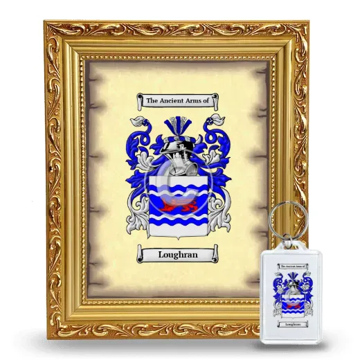 Loughran Framed Coat of Arms and Keychain - Gold